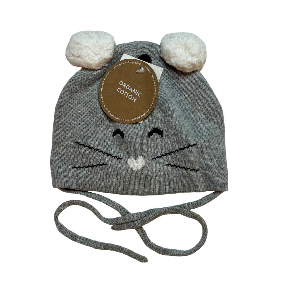 Polarn O. Pyret Grey Organic Cotton Mouse Hat 1-4 Month New